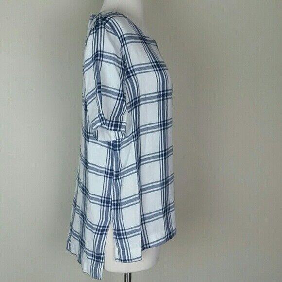 Madewell Womens Top Windowpane Light Academia Size M Classic Prep Old Money - Picture 3 of 7